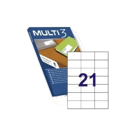 Multi-3 Etiquetas Adhesivas Blancas 70x42,4mm A4 Cantos Rectos